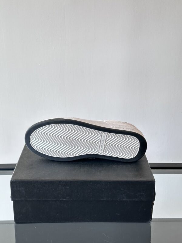 Saint Laurent White Pebble-Leather Black-Lace Low-Top Sneaker