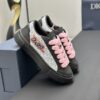 sy_no_9C73A127B41F0DD5EB483EF57322A211_3 Dior Black Leather Oblique Jacquard Pink Thick Lace Low-Top Sneaker