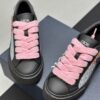 sy_no_9C73A127B41F0DD5EB483EF57322A211_4 Dior Black Leather Oblique Jacquard Pink Thick Lace Low-Top Sneaker