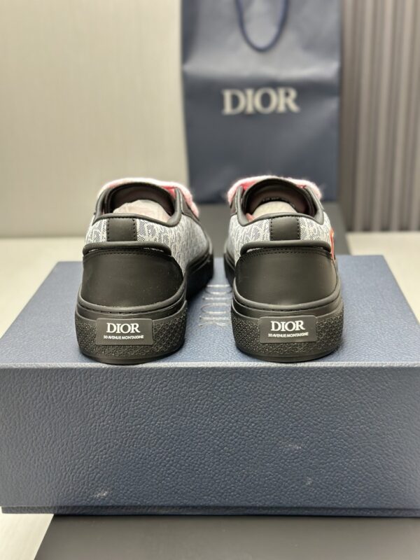 sy_no_9C73A127B41F0DD5EB483EF57322A211_5 Dior Black Leather Oblique Jacquard Pink Thick Lace Low-Top Sneaker