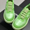sy_no_9CB5BEE8ABA61F8C589116BE176AAFC3_4 Chanel Vibrant Green Leather Low-Top Sneaker with Tonal CC Logo and Matching Sole