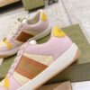 sy_no_9CFBFCCAAE979CAC222E5DD26CD60184_7 Gucci MAC8 Leather Sneaker in Pink & Yellow with Web Stripe