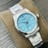 ROLEX Rolex Smooth Circle Oyster Perpetual Tiffany Blue Automatic Mechanical Movement Turquoise Waterproof Women's Watch Swiss Watch 31mm Blue Dial Oyster Steel Strap