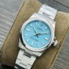 ROLEX Rolex Smooth Circle Oyster Perpetual Tiffany Blue Automatic Mechanical Movement Turquoise Waterproof Women's Watch Swiss Watch 31mm Blue Dial Oyster Steel Strap