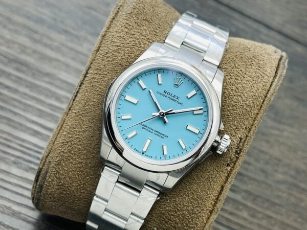 ROLEX Rolex Smooth Circle Oyster Perpetual Tiffany Blue Automatic Mechanical Movement Turquoise Waterproof Women's Watch Swiss Watch 31mm Blue Dial Oyster Steel Strap