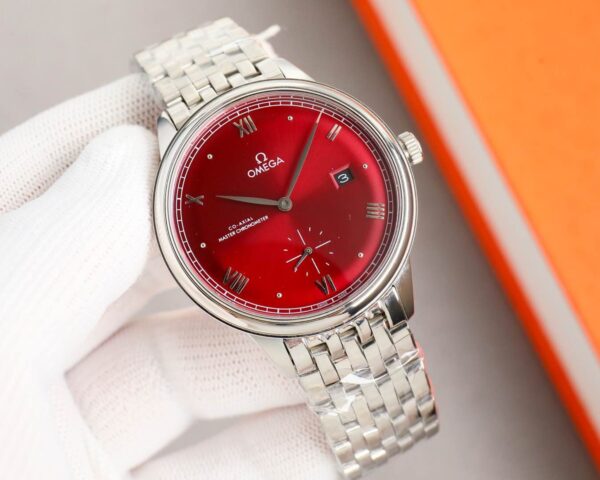 OMEGA Omega Deoxy Series Elegant Automatic Mechanical Movement 30-Meter Water Resistance Men's Watch Swiss Made 41mm Red Dial