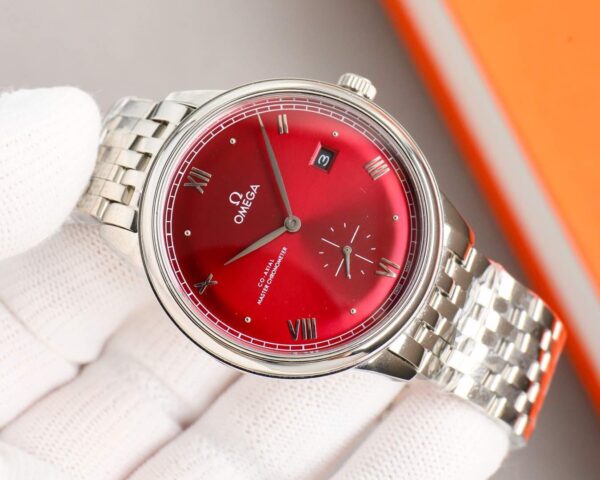 OMEGA Omega Deoxy Series Elegant Automatic Mechanical Movement 30-Meter Water Resistance Men's Watch Swiss Made 41mm Red Dial