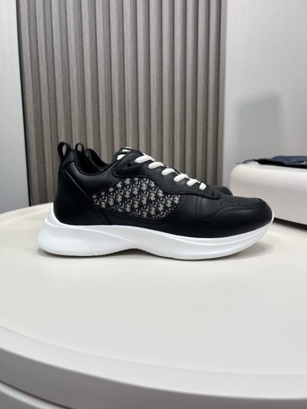 sy_no_A1914938467E8FC966102FFA6EE17F75_3 Dior Black Leather Oblique Patchwork Low Sneaker