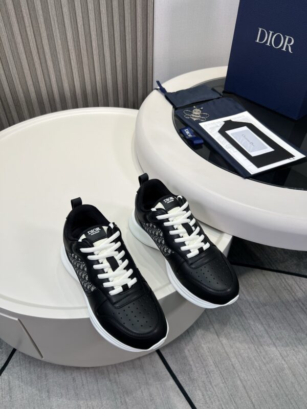 sy_no_A1914938467E8FC966102FFA6EE17F75_6 Dior Black Leather Oblique Patchwork Low Sneaker