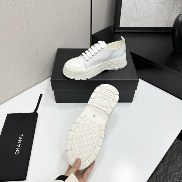 Chanel All-White Canvas Platform Low-Top Sneaker with Lug Sole and CC Logo