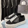 Prada Black Canvas Triangle Tread Platform Sneaker