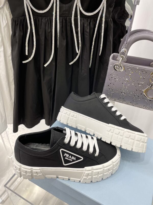 Prada Black Canvas Triangle Tread Platform Sneaker