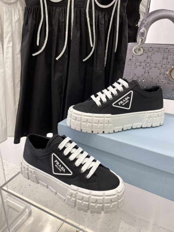 Prada Black Canvas Triangle Tread Platform Sneaker