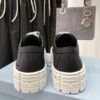 Prada Black Canvas Triangle Tread Platform Sneaker