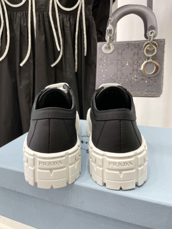 Prada Black Canvas Triangle Tread Platform Sneaker