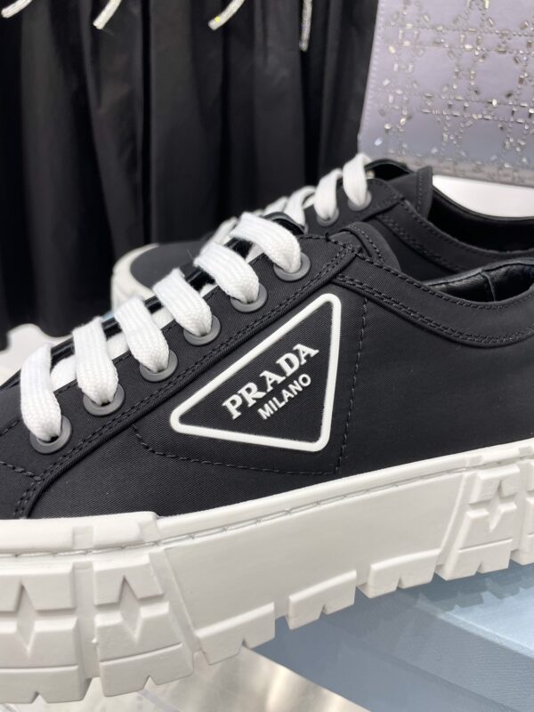 Prada Black Canvas Triangle Tread Platform Sneaker