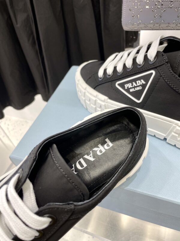 Prada Black Canvas Triangle Tread Platform Sneaker