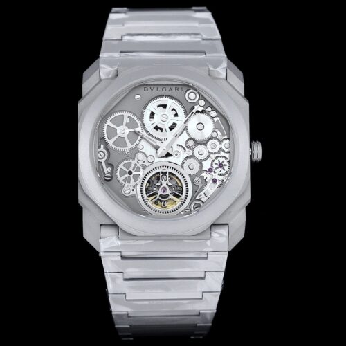 BVLGARI automatic mechanical movement, carbon fiber strap, hollowed out dial, unisex, 10 meter waterproof
