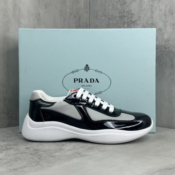 Prada America's Cup Light Grey Patent Mesh Sneaker