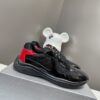 Prada Black Mesh Patent Red Heel Chunky Casual Sneaker