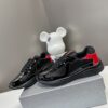 Prada Black Mesh Patent Red Heel Chunky Casual Sneaker