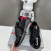 Prada Black Mesh Patent Red Heel Chunky Casual Sneaker