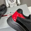 Prada Black Mesh Patent Red Heel Chunky Casual Sneaker