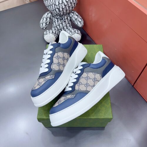 sy_no_A5A30A763E0F3A32E1ABDD23A47EC115_0 Gucci MAC8 GG Canvas & Blue Leather Sneaker