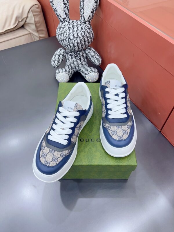 sy_no_A5A30A763E0F3A32E1ABDD23A47EC115_2 Gucci MAC8 GG Canvas & Blue Leather Sneaker