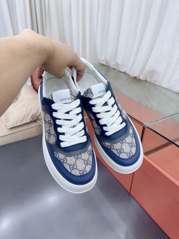 sy_no_A5A30A763E0F3A32E1ABDD23A47EC115_4 Gucci MAC8 GG Canvas & Blue Leather Sneaker