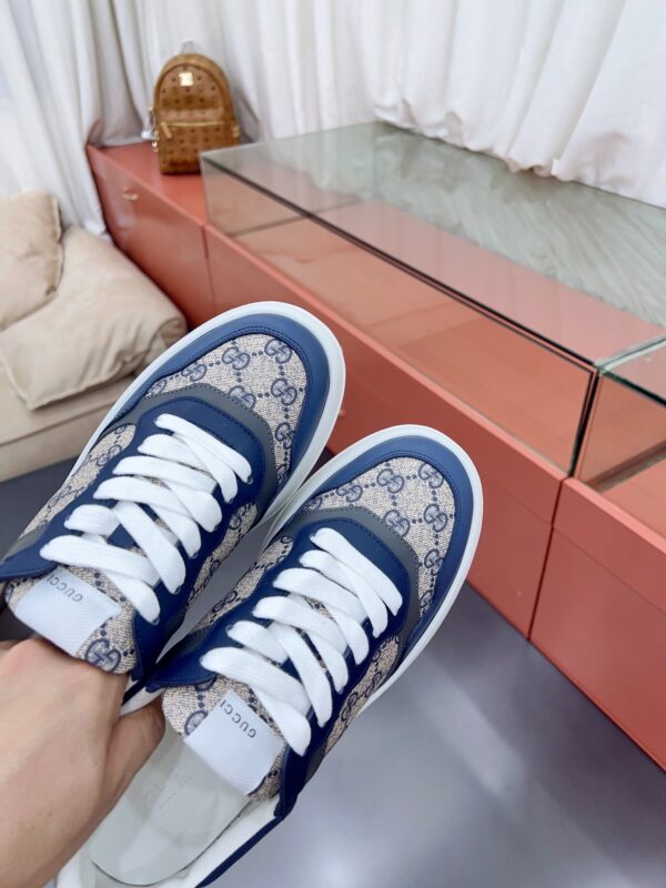 sy_no_A5A30A763E0F3A32E1ABDD23A47EC115_5 Gucci MAC8 GG Canvas & Blue Leather Sneaker
