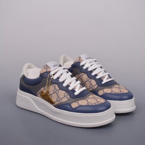 sy_no_A660A1FAAC78816D4F72F9C03FB004A6_0 Gucci MAC8 GG Canvas & Navy Leather Sneaker with Gold Sneaker Charm