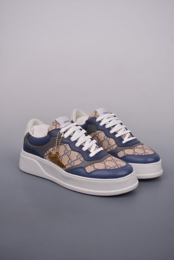 sy_no_A660A1FAAC78816D4F72F9C03FB004A6_0 Gucci MAC8 GG Canvas & Navy Leather Sneaker with Gold Sneaker Charm