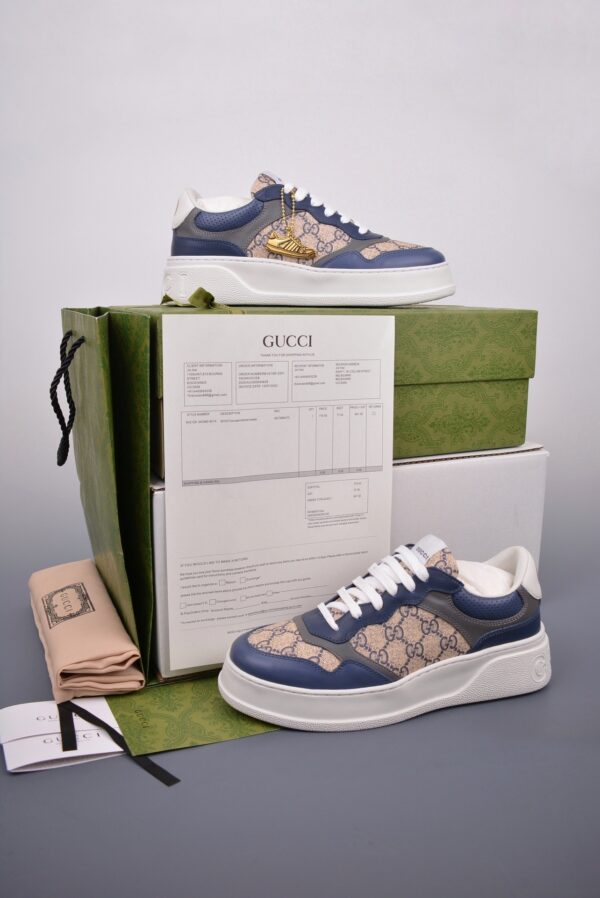 sy_no_A660A1FAAC78816D4F72F9C03FB004A6_4 Gucci MAC8 GG Canvas & Navy Leather Sneaker with Gold Sneaker Charm