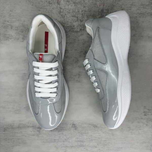 Prada America's Cup Light Grey Patent Mesh Sneaker