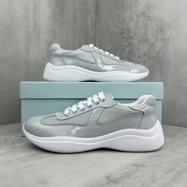Prada America's Cup Light Grey Patent Mesh Sneaker