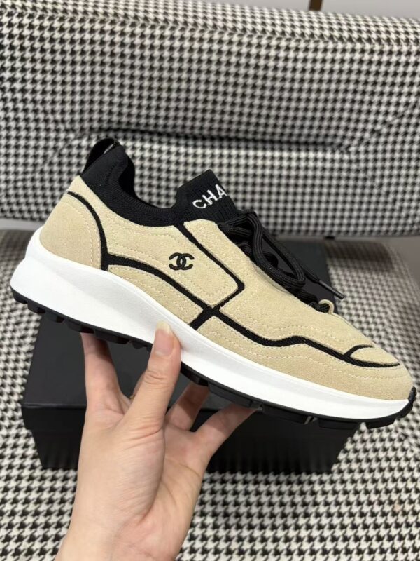 sy_no_A6EAB22A0111CE1F91F5B2B2C004F24F_7 Chanel Suede & Knit Sock-Collar Platform Trainer Beige-Black-Knit