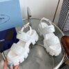 sy_no_A6F94DB344C4B2D844D65BEB68070FF3_3 Prada White Triangle Quilted Tread Platform Sandal