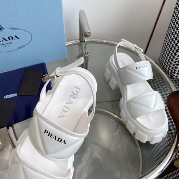 sy_no_A6F94DB344C4B2D844D65BEB68070FF3_4 Prada White Triangle Quilted Tread Platform Sandal