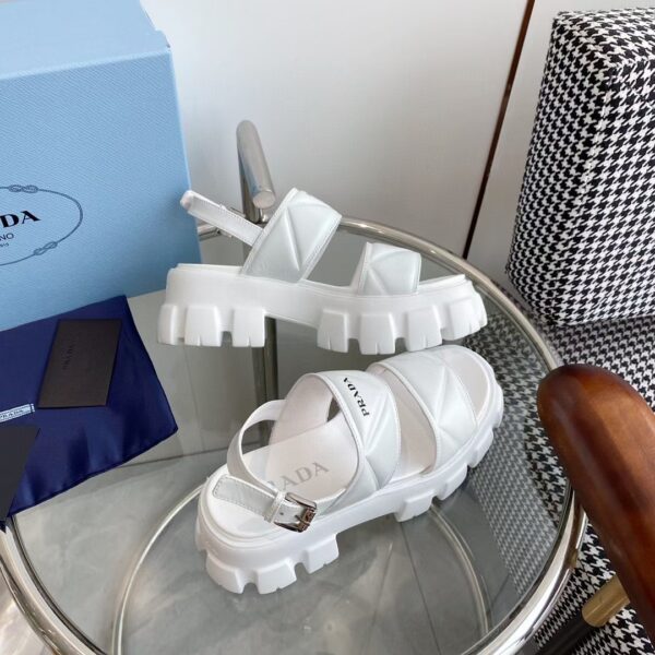sy_no_A6F94DB344C4B2D844D65BEB68070FF3_6 Prada White Triangle Quilted Tread Platform Sandal