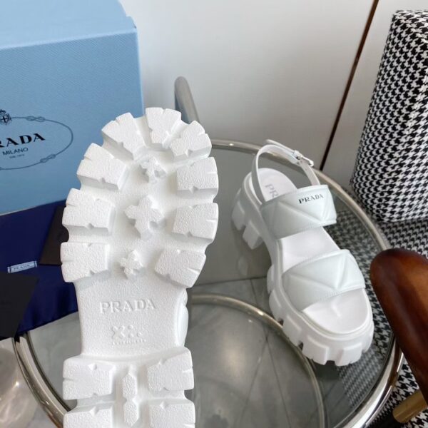 sy_no_A6F94DB344C4B2D844D65BEB68070FF3_7 Prada White Triangle Quilted Tread Platform Sandal