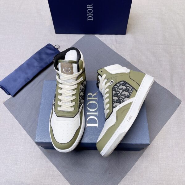 sy_no_A745B74953D5C0D1B847E3EE147D387E_1 Dior White-Olive Green Spliced B27 High-Top Sneaker