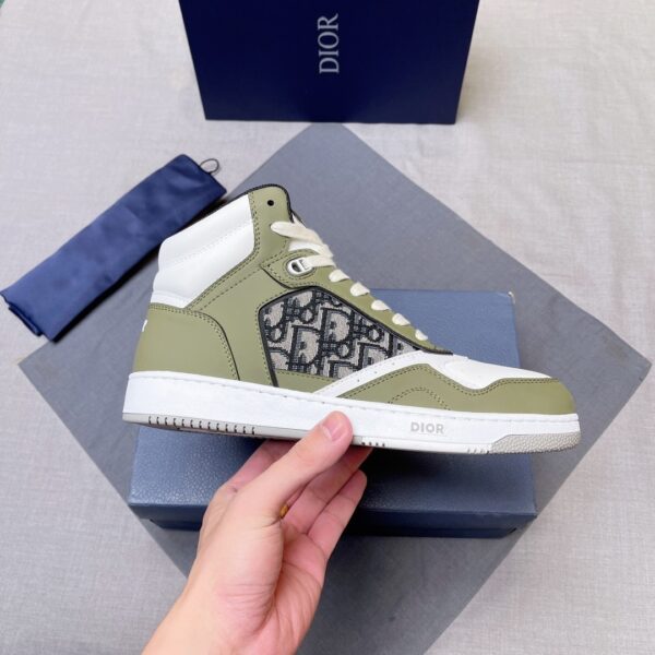 sy_no_A745B74953D5C0D1B847E3EE147D387E_4 Dior White-Olive Green Spliced B27 High-Top Sneaker