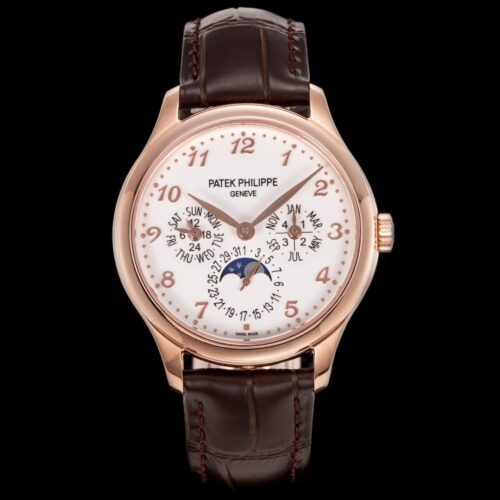 Patek Philippe 39mm Rose Gold Perpetual Calendar Mechanical Men's Watch with Complicated Functions 5327R-001