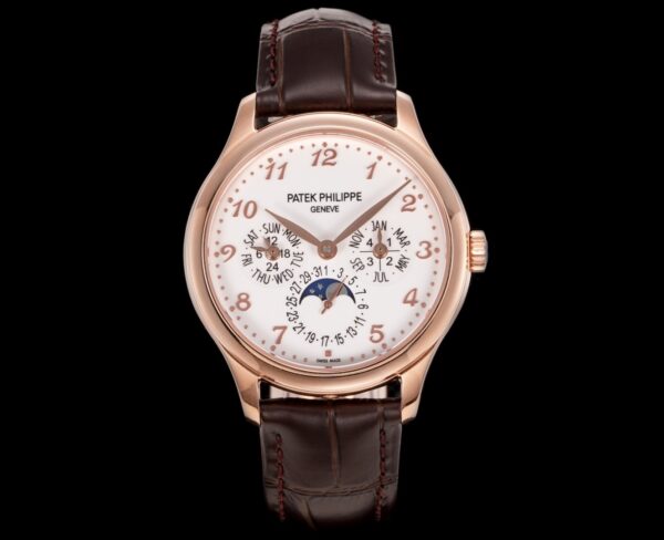 Patek Philippe 39mm Rose Gold Perpetual Calendar Mechanical Men's Watch with Complicated Functions 5327R-001
