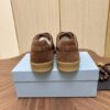 Prada Brown Suede Leather-Spliced Gum-Sole Low-Top Sneaker