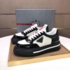Prada Black-White Patent Mesh Red-Tongue Platform Sneaker