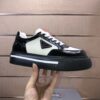 Prada Black-White Patent Mesh Red-Tongue Platform Sneaker