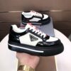 Prada Black-White Patent Mesh Red-Tongue Platform Sneaker