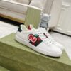 sy_no_A919EE0AC10E68ED0E33DB7D6F6A55BB_0 Gucci White Leather Low-Top Sneaker with Apple Interlocking G and Web Stripe
